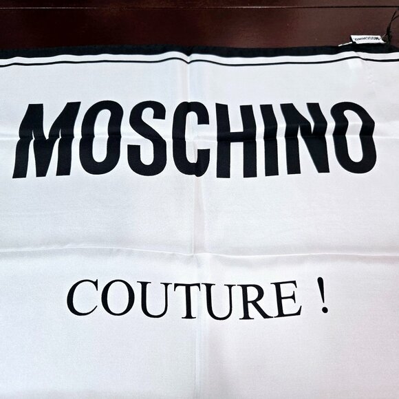Moschino Couture Logo-Print Silk Scarf - White - Picture 2 of 5